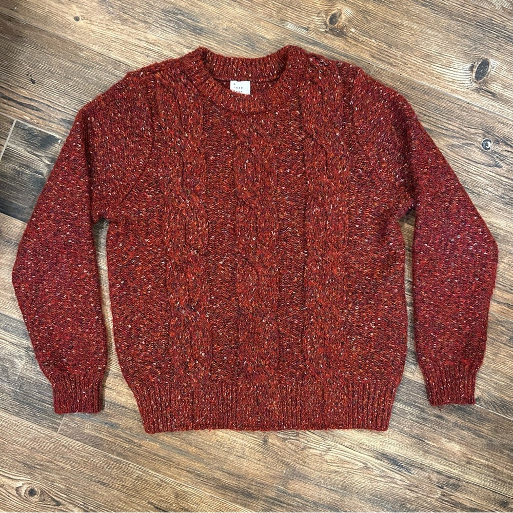 A New Day Red Marled Chunky Cable Knit Sweater | Size Small